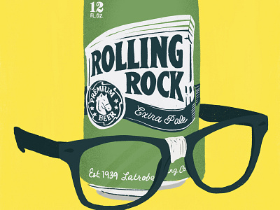 May 2020: Rolling Rock + Nerd Glasses beer beer can design illustration rolling rock