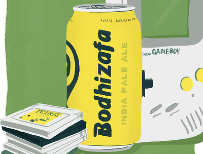 January 2020: Bodhizafa IPA + Old School Gameboy beer beer can bodhizafa gameboy illustration pnw tetris