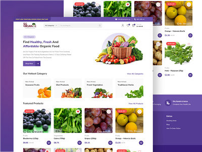 Organic Food Landing Page - SG Organic cleandesign fb food landingpage food website landingpage online store organic organic food purple web design