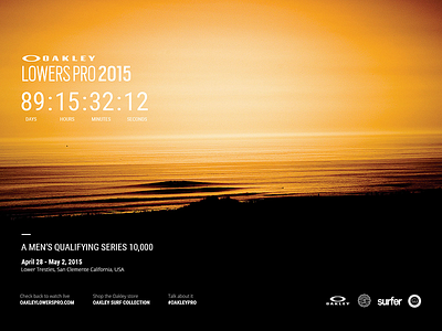 Oakley - LowersPro 2015 - Countdown countdown design layout oakley responsive sunglasses surf typography visual design website