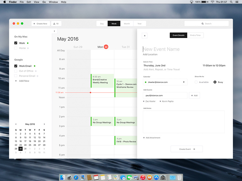 Mac Calendar Desktop App Design Exercise by Zac Keeler on Dribbble