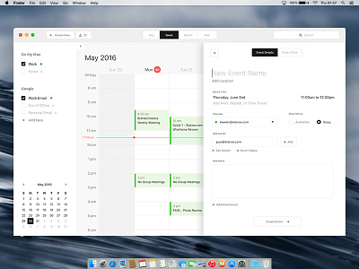 Mac Calendar Desktop App - Design Exercise apple calendar design desktop app mac product design ui