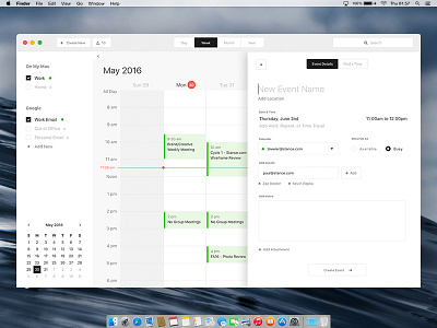 Mac Calendar Desktop App - Design Exercise