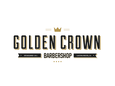 Golden Crown Barbershop logo badge barber barbershop branding design logo typography