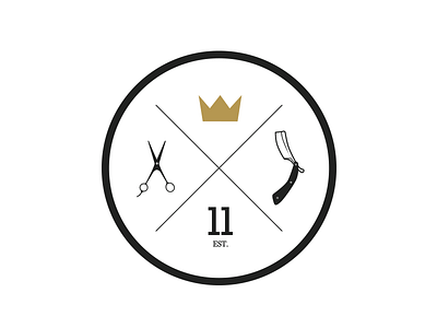 Golden Crown Barbershop emblem badge barber barbershop branding design logo typography
