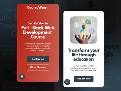 Courseworm Mobile Design codecrafto course website courseworm design design inspiration figma graphic design mobile design ui uiux visual design web design