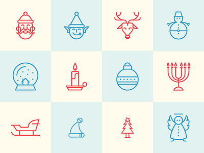 Christmas Icons character christmas deer glass ball graphic icons iconset illustration illustrator line santa claus stroke