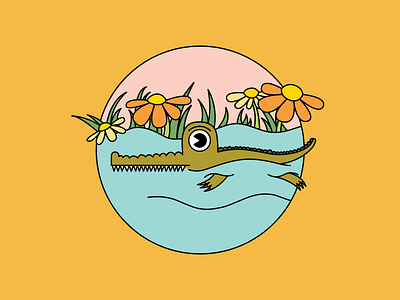 Baby Croc animal character color crocodile cute flower flowers fun illustrate illustration