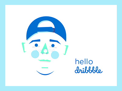 hello dribbble! blue hello dribbble illustrated portrait portrait illustration