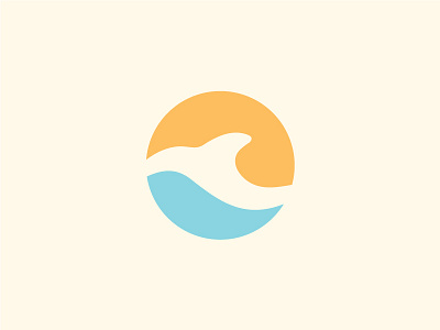 High tides blue circle dolphin logo logo design ocean orange water wave