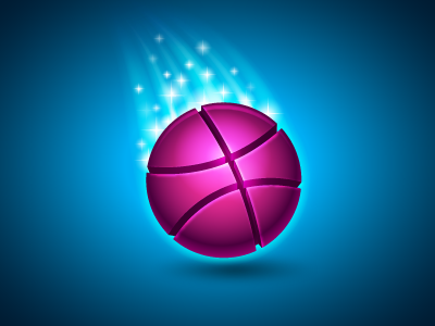 I heart dribbble! 3d ball basketball blue dribbble icon magenta sparkles sphere