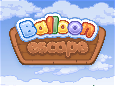 Balloon Escape logo balloons game logo wood