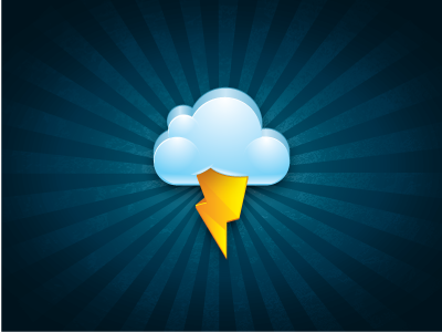 Stormy Weather blue cloud distressed gold grunge icon lightning logo starburst storm sunburst weather white yellow