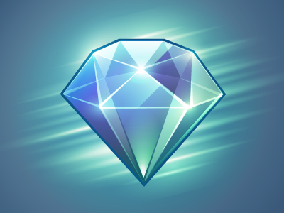 Diamond blue diamond glow icon irridecent light