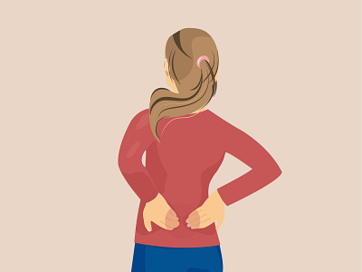 Vector art beautiful girl with back pain