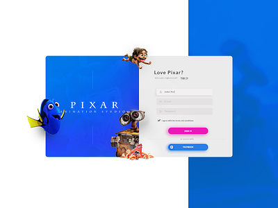 Daily UI - #001 - Pixar Sign Up pixar uiux web