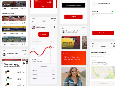 dribble econo shot clean data visualization design system grid product design red simple ui uiux white