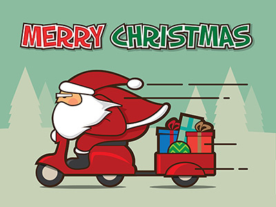 Santa Xpress christmas illustration illustrations illustrator santa claus scooter xmas