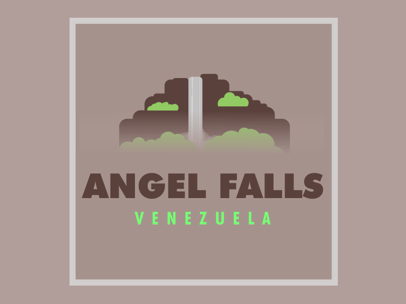 Angel Falls / Venezuela 2d animation gif illustrator mountain nature stamp waterfall