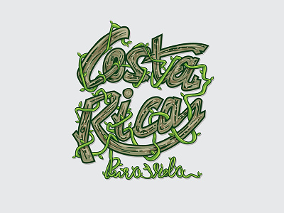 Costa Rica - Pura Vida costa rica green illustrator leaf lettering nature wood wooden