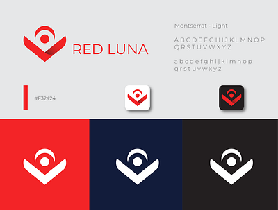 Red Luna Design Logo abstract logo app branding design design logo for sale gradient logo illustration logo sale ui