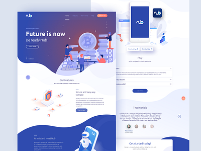 Nub Cryptocurrecy app - Landing page app appdesign blue clean crypto crypto app cryptocurrency gradient illustration interface landing landingpage ui ux web webdesign website