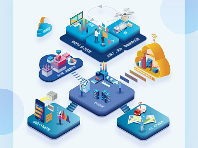 Logistics cloud information visualization illustration