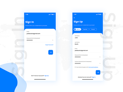 Signin and Signup app application design branding design icon login login ios login screen logo signup signupscreen ui ux vector