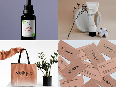 Nelique Logo and brand identity aesthetics beauty brand brand identity font label logo logotype lotion packaging product design skin care skincare cosmetics tube typography wellness