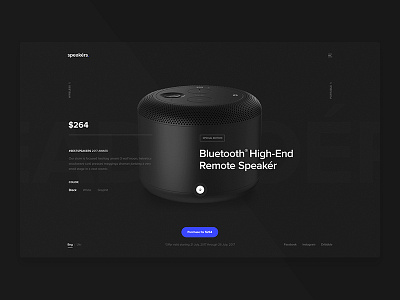 Bluetooth Speakers landing concept clean headphones home landing page minimal speakers user interface ux web design website