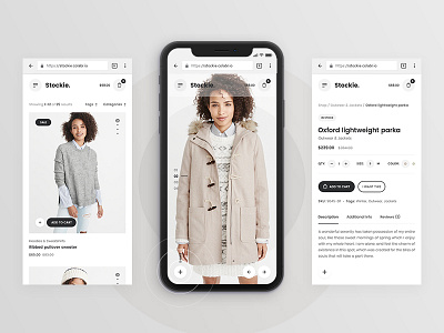 Stockie mobile product page clean commerce design e commerce minimal mobile page product shop store web