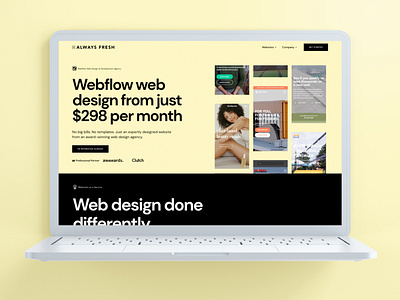 Always Fresh Website - Webflow Agency agency animation typography ui ui ux ux vector web design webflow webflow agency webflow design webflow website website website design yellow