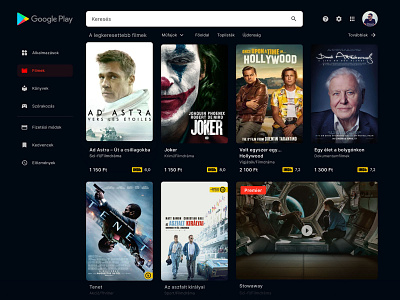 Google Play - Dark Desktop | concept concept google google play movie redesign ui ui design web