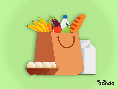 Grocery Shopping 2020 trends bag dailyui design egg green grocery grocery app illustration milk shopping vector