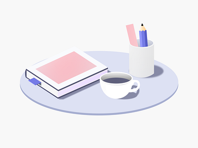 Coffee Table Illustration 2020 trends 3d animation app book branding coffee dailyui design graphic design illustration logo pen pencil stationary study table ui vector wfh