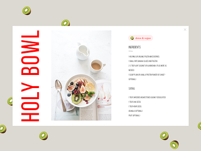 HOLY BOWL beige card cooking emoji food graphic design green light minimal receipt red simple ui white