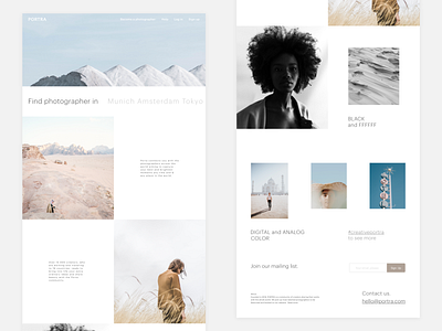 PORTRA app apparel artist banner beige card design fashion landing page light minimal photography simple style travel typography ui web website white