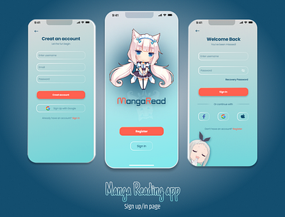 Daily UI - Sign up/in anime app design figma graphic design illustration manga sign in sign up ui