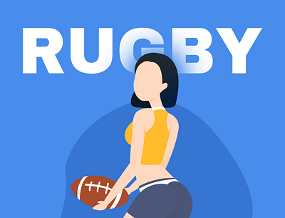 Rugby girl dribbble illustration