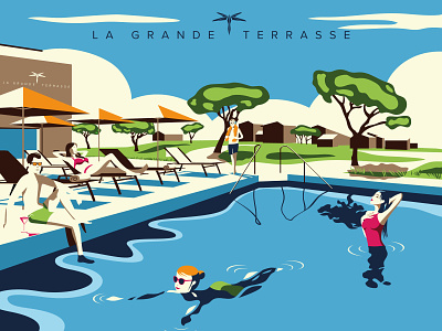 Châtelaillon-Plage Thalasso - Spa Marin - La Grande Terrasse 🏊 adobe illustrator art colorful design design art holiday hotel illustration vector art woman
