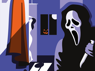 Scream Halloween adobe illustrator art artwork colorful design art ghost girl halloween moon night orange party pumpkins scream shower vector vector art