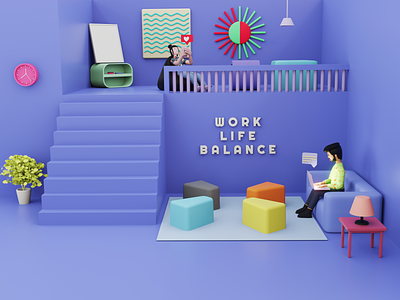Work Life Balance 3D Illustration