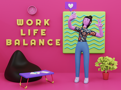 Work Life Balance 3D Illustration