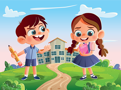 Back to School art artist children digital art graphic art graphic design happy days illustration illustration art school school days