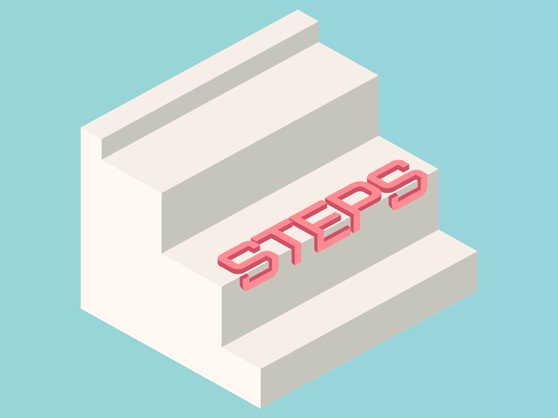 Steps animation experiment isometric loop animation mind inventory photoshop animation stairs steps text animation
