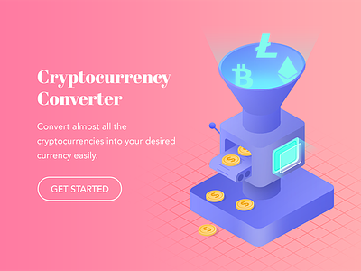 Cryptocurrency Converter 2.5d cryptocurrency cryptocurrency converter digital design funnel graphic design illustration isometric landing page machine