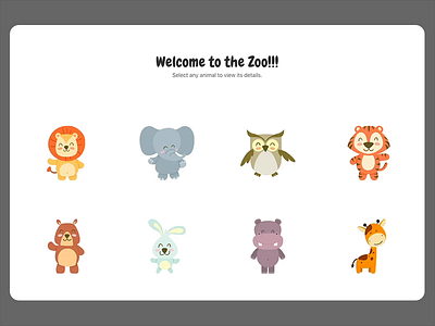Web interaction for zoo app animation card clean detail interaction list minimal motion page react reactjs responsive simple smooth transitions ui ux web website