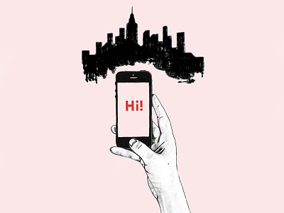 The digital citizens city digital hand hi illustration iphone pink