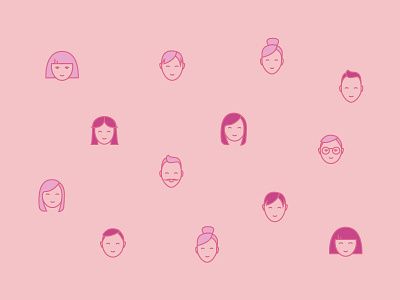 Pink face faces icons illustration pink portrait