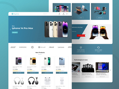 Myshop - online store web design for smartphone and accessories ecommerce figma graphic design shop ui
